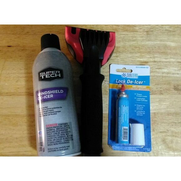 WINDOW/LOCK DE-ICER & SCRAPER LOT OF 3-NEW - Picture 1 of 4